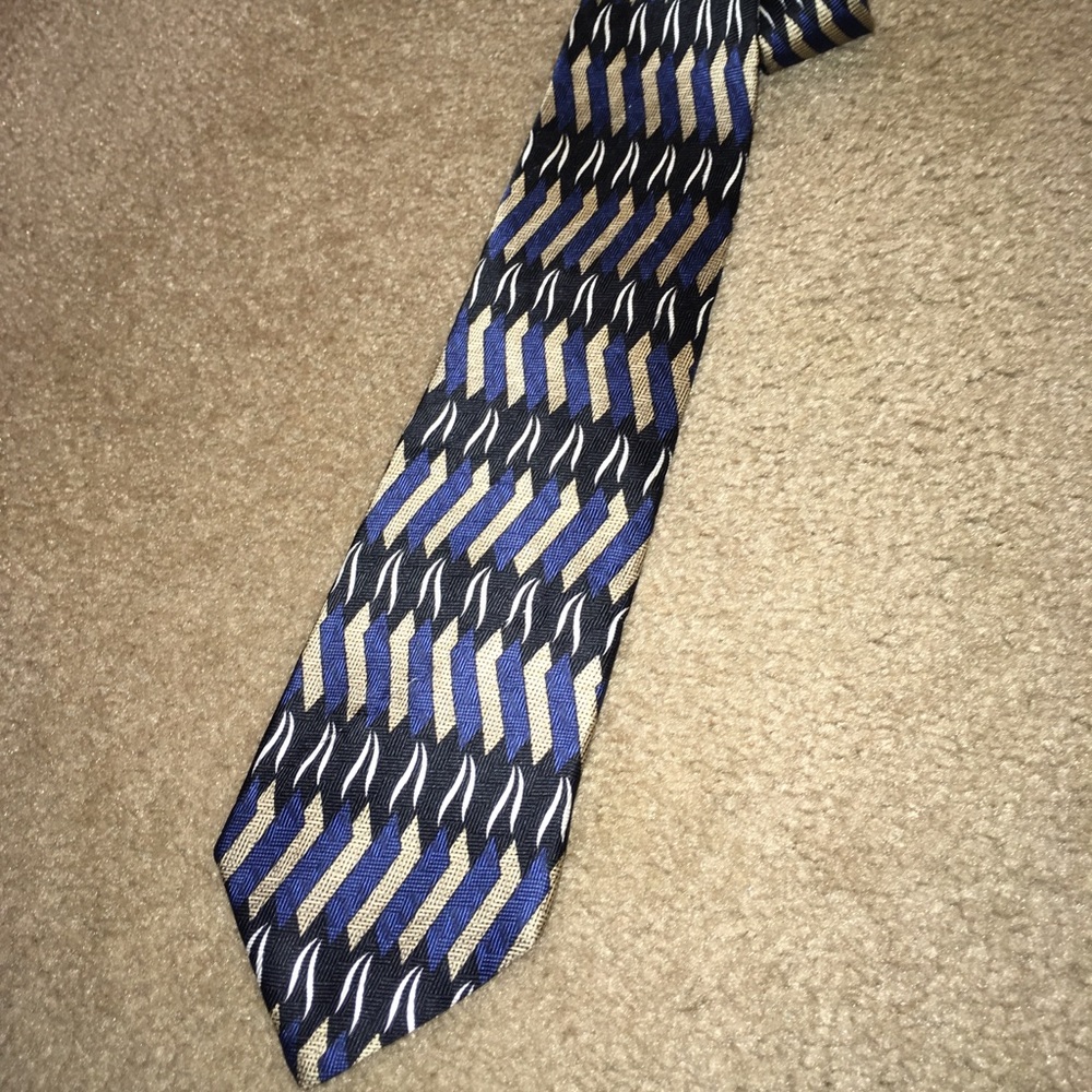 M. Wile silk necktie gold and blue pattern